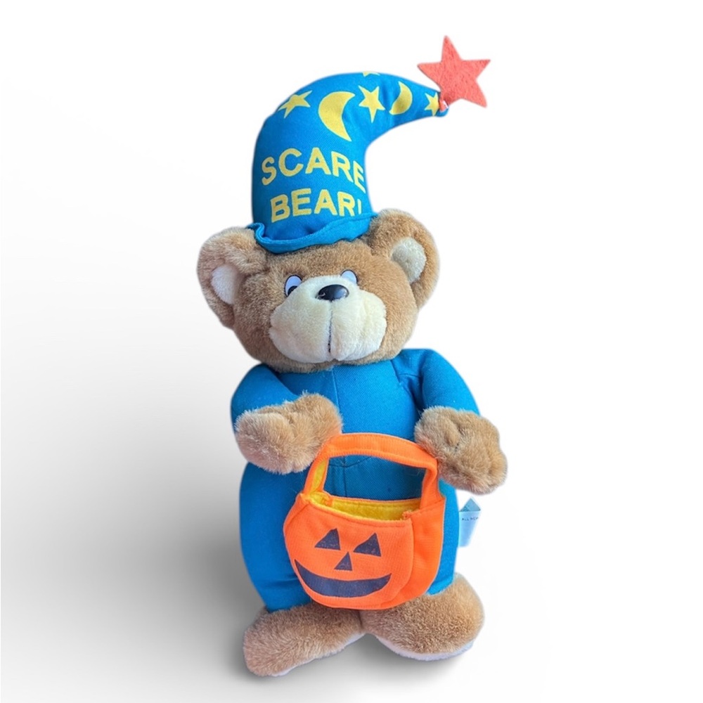 Scare Bear Stuffed Animal Plush Toy Halloween Pumpkin Treat Bag Wizard Hat Moon